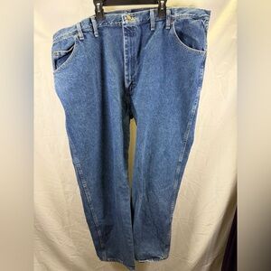 Wrangler Mens Jeans 48x29 Blue Denim Straight Leg Regular Fit Cowboy Workwear